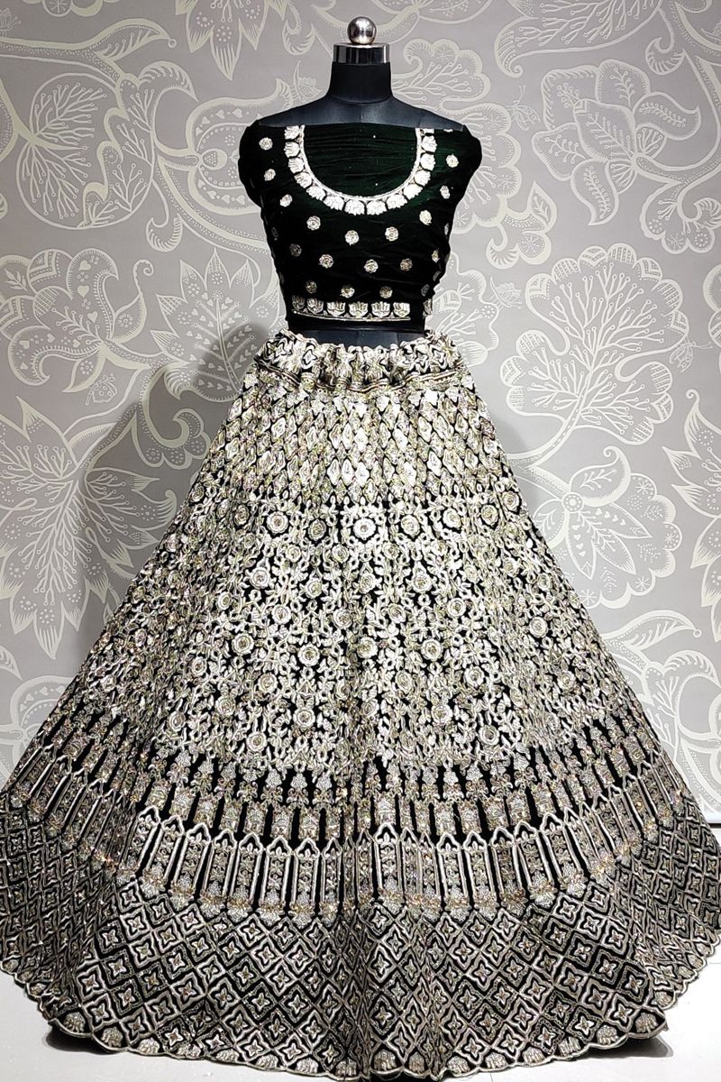 Buy Black Raw Silk Embroidery Pearl And Multi-kali Bridal Lehenga Set For  Women by Seema Gujral Online at Aza Fashions.