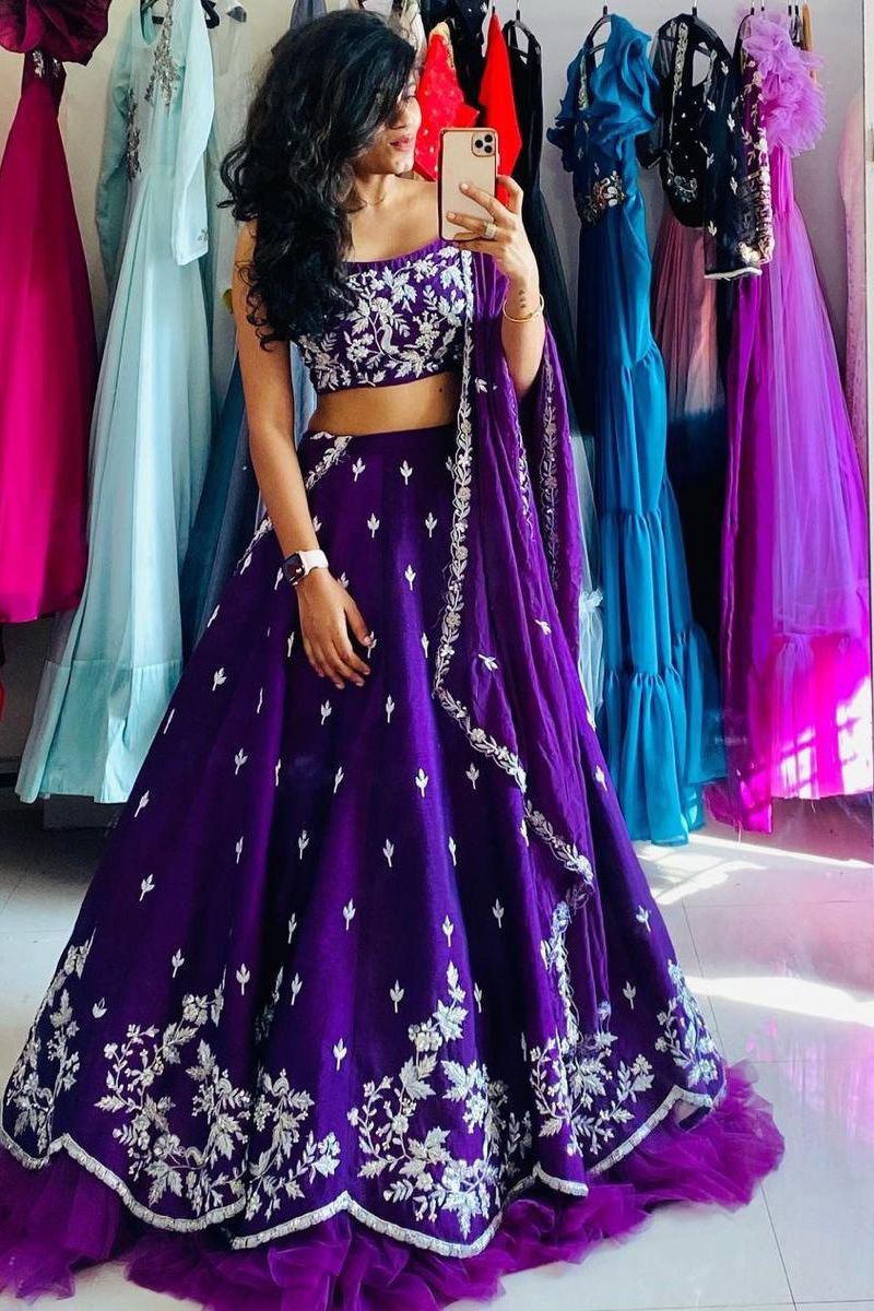 Embroidery Party Wear Nice Purple Designer Lehenga Choli at Rs 1300 in Surat