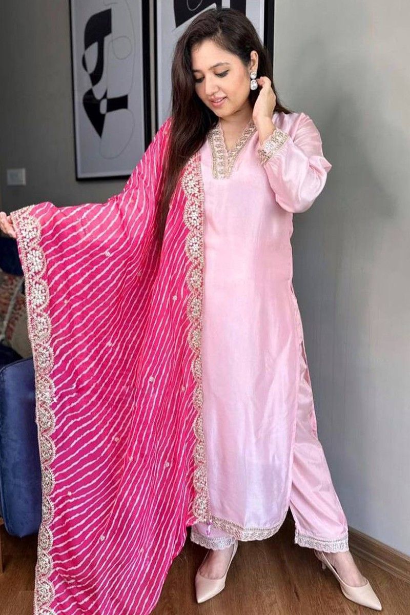 rakhi festival wear light pink fresh crepe dress fj301923