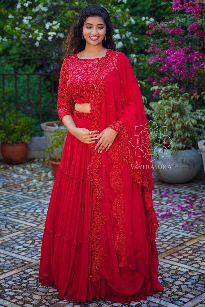 Buy Red Satin Party Wear Dori Work Lehenga Choli Online From Wholesale  Salwar.