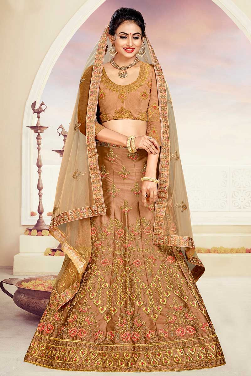 Bridal, Wedding Multicolor color Art Silk fabric Ready to Wear Lehenga :  1887590
