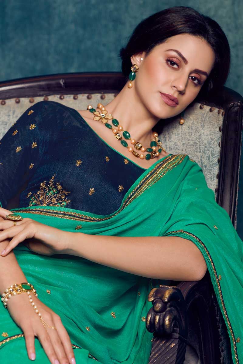 Buy Sea Green Saree Online At Best Prices – Koskii