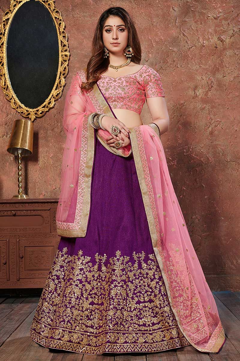 Combination of pink and purple wedding dress | Indian fashion, Designer  bridal lehenga choli, Designer bridal lehenga
