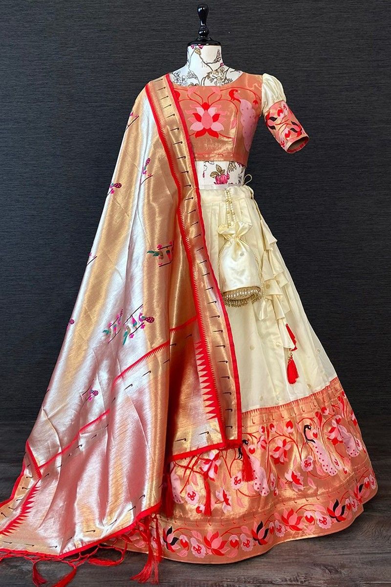 South Indian Fashion Lehenga Choli in Pink and White Color