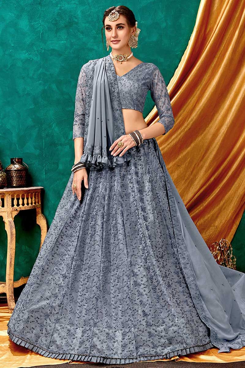 Latest 20 Grey Lehenga Choli Designs Trending Now (2022) - Tips and Beauty  | Pakistani bridal dresses, Bridal lehenga collection, Wedding gowns with  sleeves