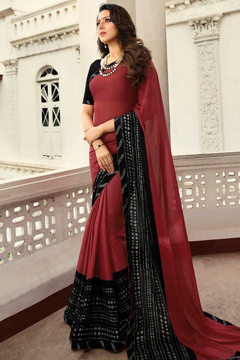 Buy BLEESBURY Printed Daily Wear Chiffon, Georgette Grey Sarees Online @  Best Price In India | Flipkart.com