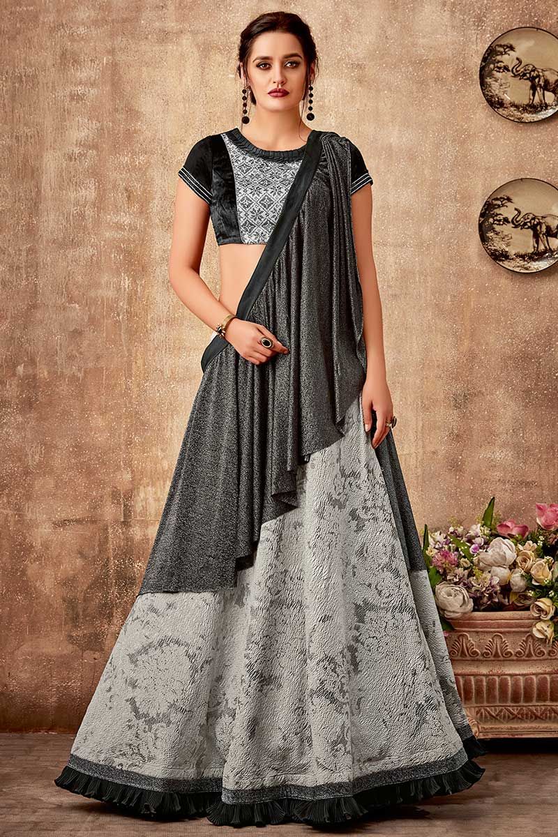Pin by gowthami on Half saree lehenga | Lehenga style saree, Half saree  lehenga, Wedding blouse designs