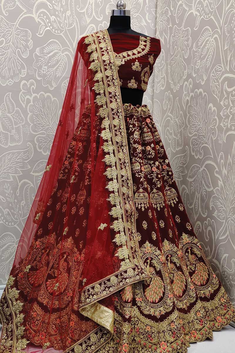 Semi-Stitched Maroon Bridal Lehenga, Size: Free at Rs 880 in Surat