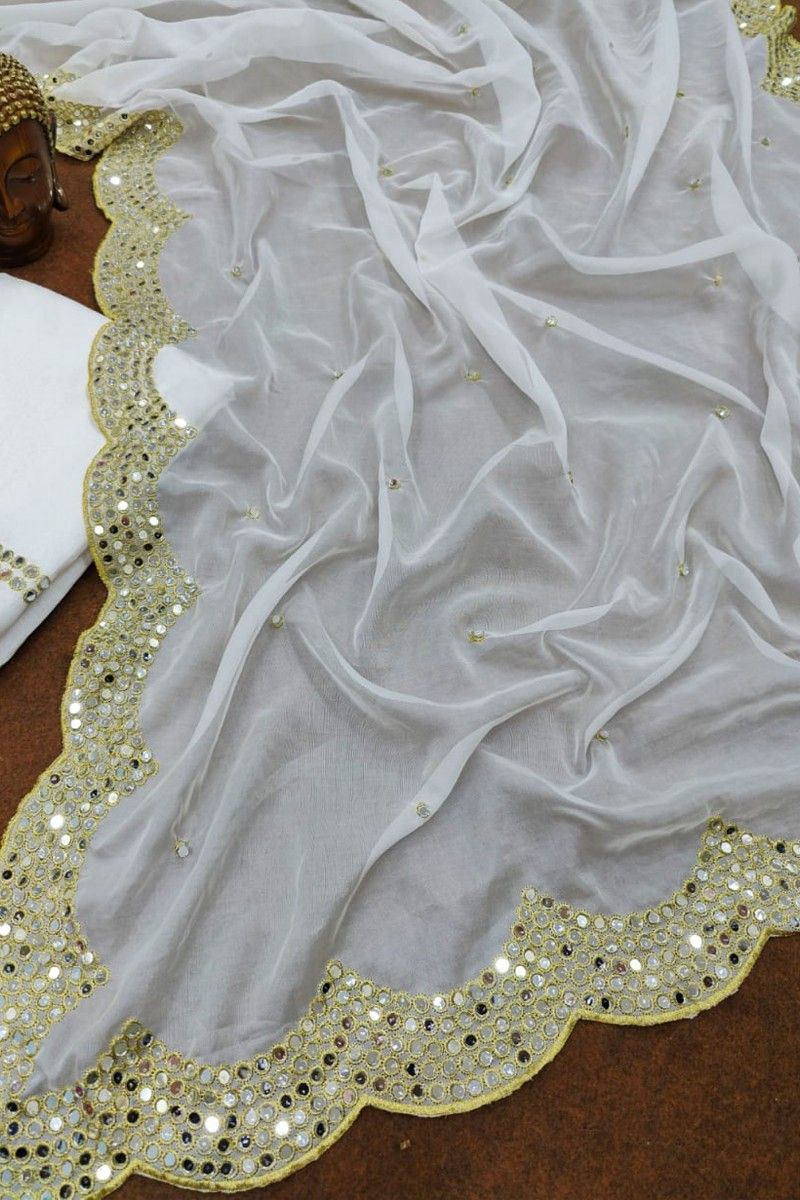 Buy White Desert Organic Kala Cotton Kutch mirror work blouse Online