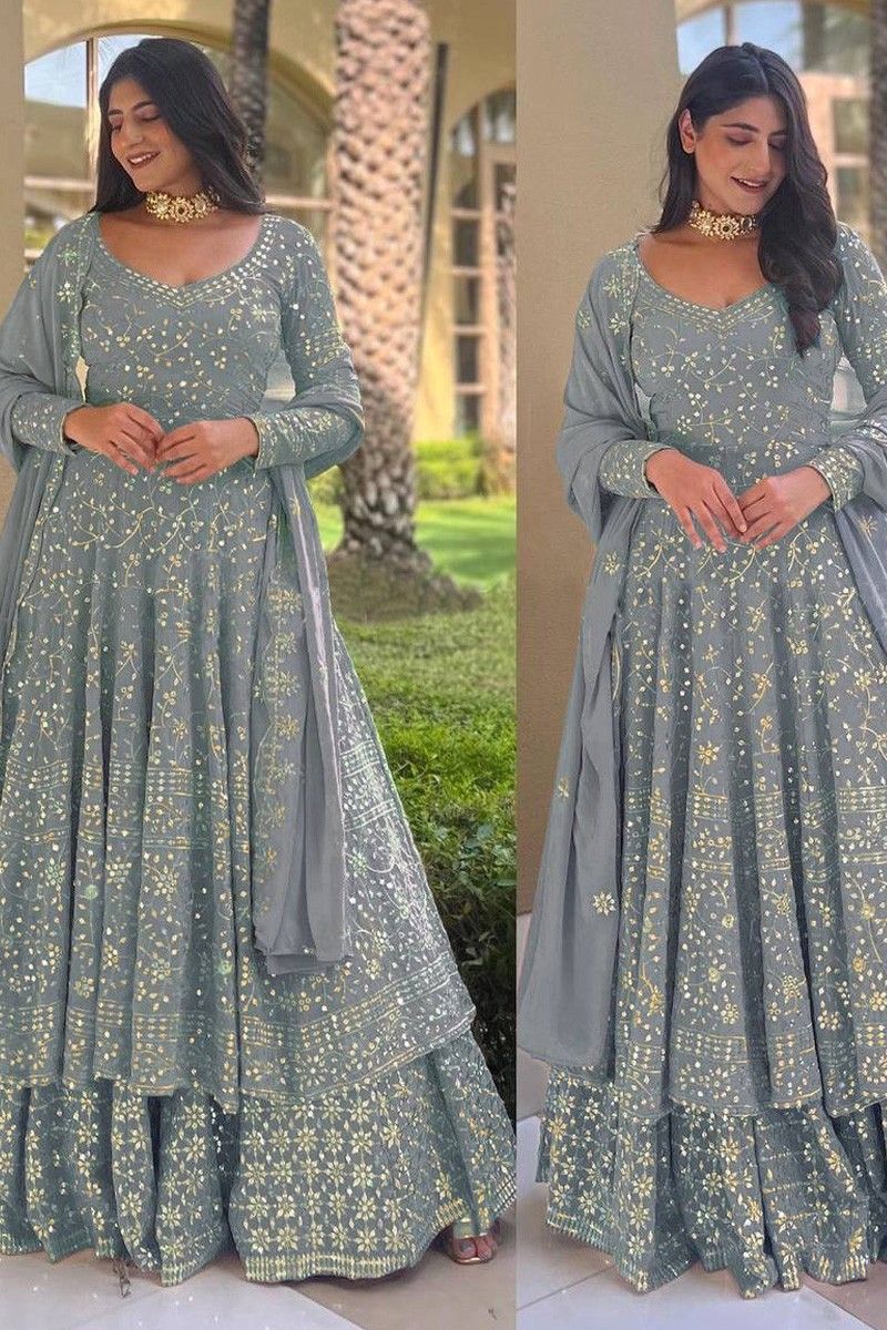 Designer Yankita Kapoor Lavender Printed Sharara Dress