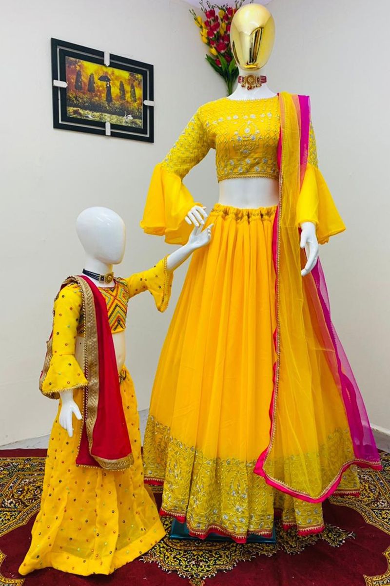 Mother daughter combo lehenga choli sharara dress custom made beautiful  sharara indo western outfit crop top punjabi suit in custom colors | Dress,  Desi clothes, Kids lehenga choli