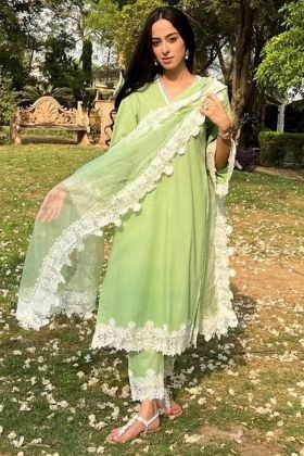 Green Heavy Parampara Fancy Gpo Lace Straight Suit