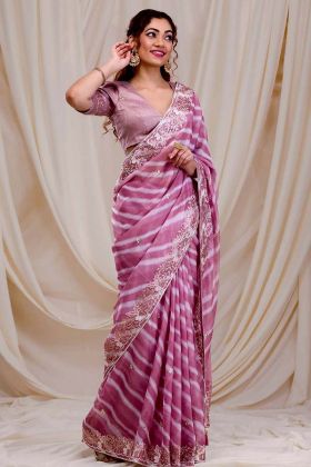 Pink Color Georgette Fancy Digital Prints Traditional Saree