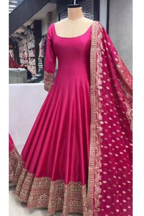 Pink Color Heavy Chinon Silk All Festive Special Gown