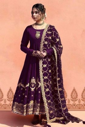 Royal Purple All Festve Special Faux Georgette Gown