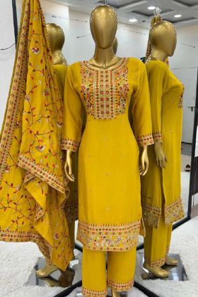 Yellow Color Chinnon Silk coding Sequence Work Haldi Special Top