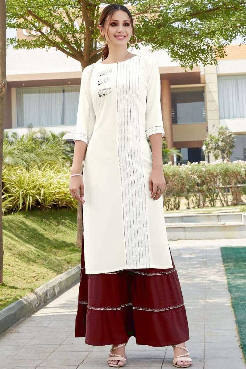 sharara suit with long kurti