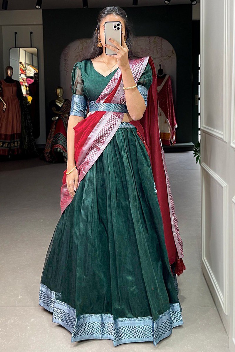 South Indian Pattu Sarees for Brides | Half saree designs, Indian outfits  lehenga, Lehenga saree design