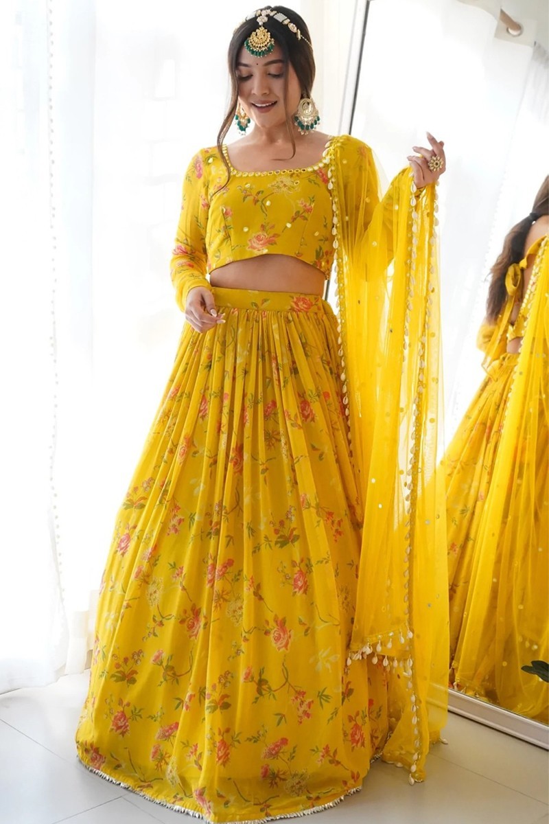 Yellow lehenga for haldi hot sale ceremony