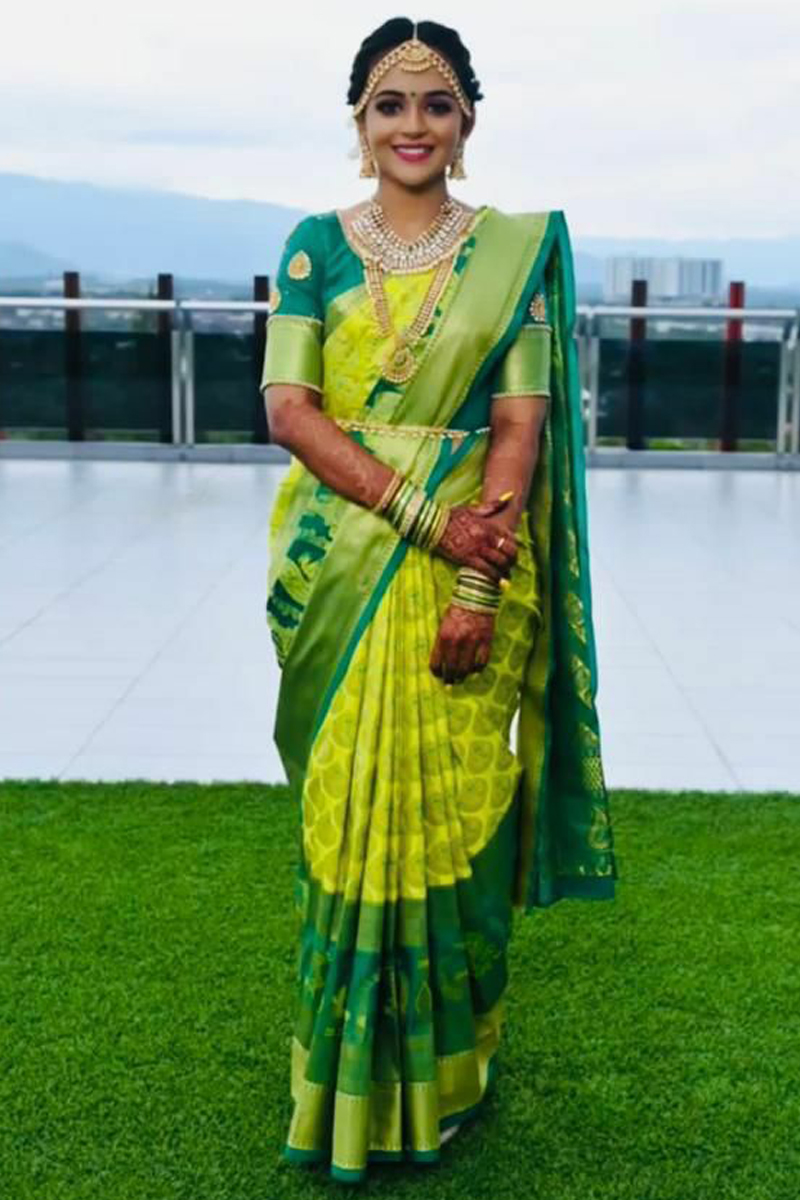 Lime Green Leheriya Saree (Saree Without Blouse) – Nangaliaruchira