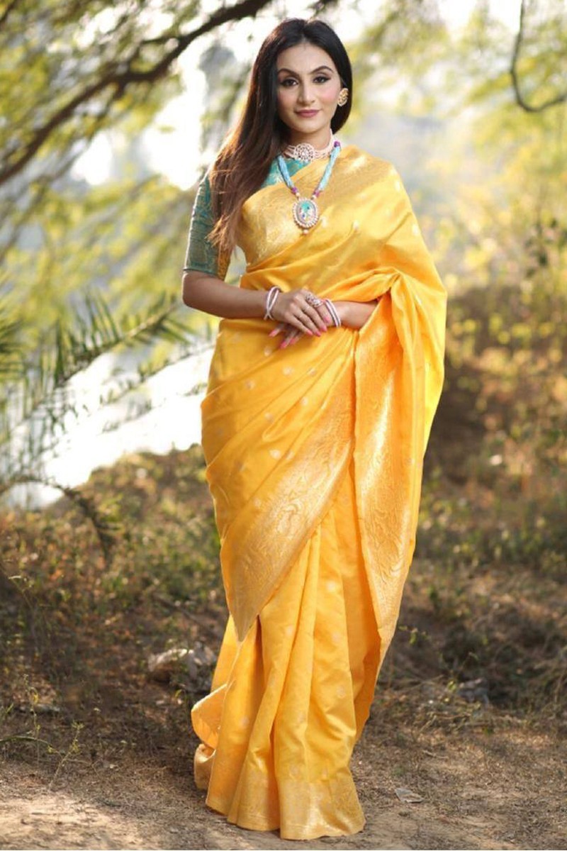 Buy Haldi Yellow Organza Tissue Gotapatti Saree by Designer SUTRA ATTIRE  for Women online at Kaarimarket.com