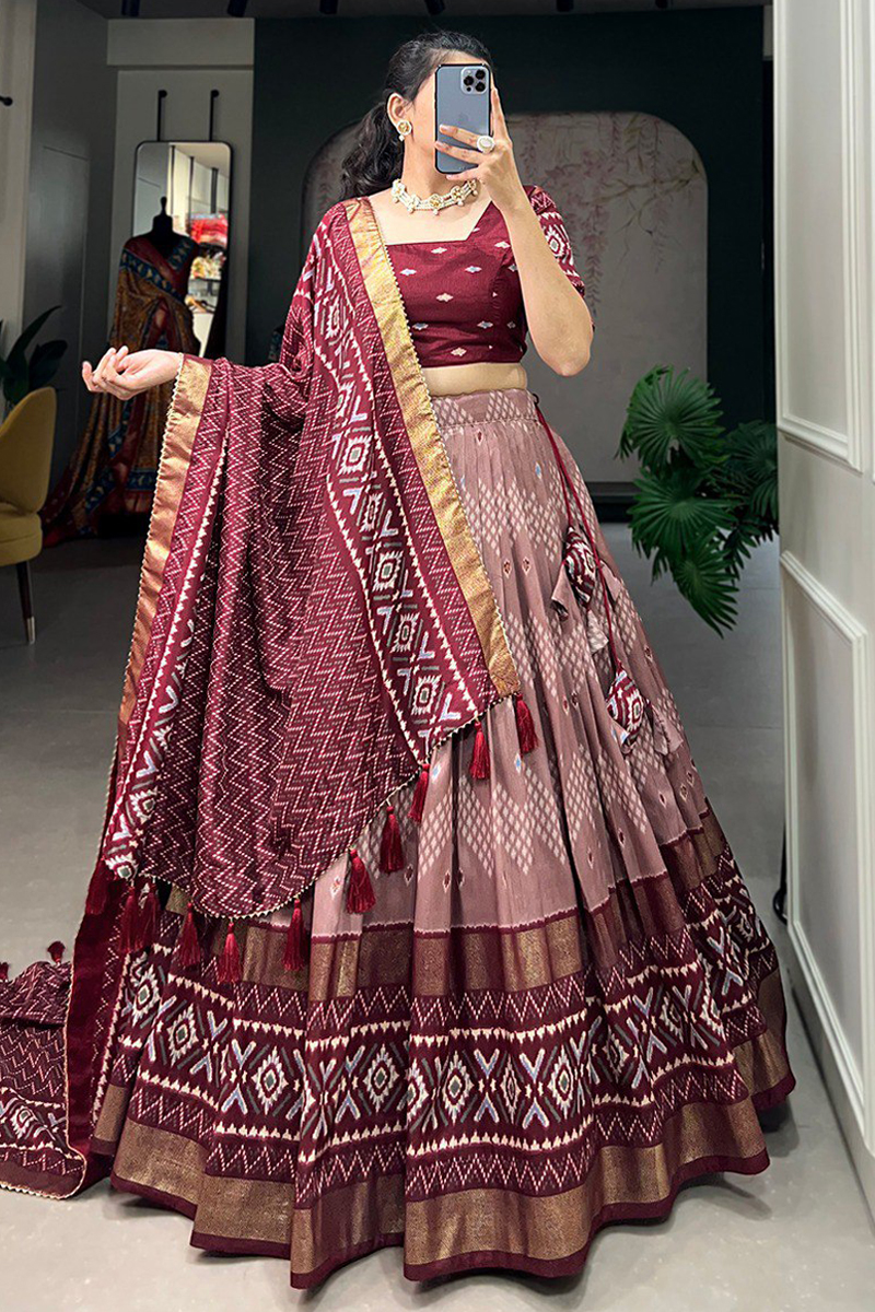 Ikkat silk lehengas sale with price