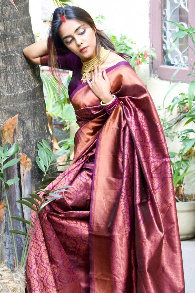 Copper Tissue Saree Set Design by Vvani by Vani Vats at Pernia's Pop Up  Shop 2024