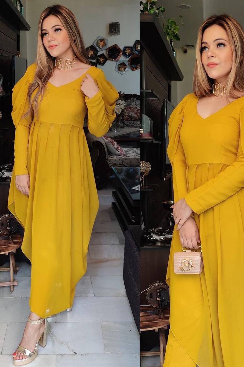 Plain yellow salwar on sale suit